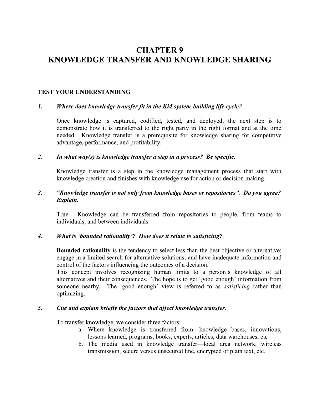 Knowledge Transfer and Knowledge Sharing