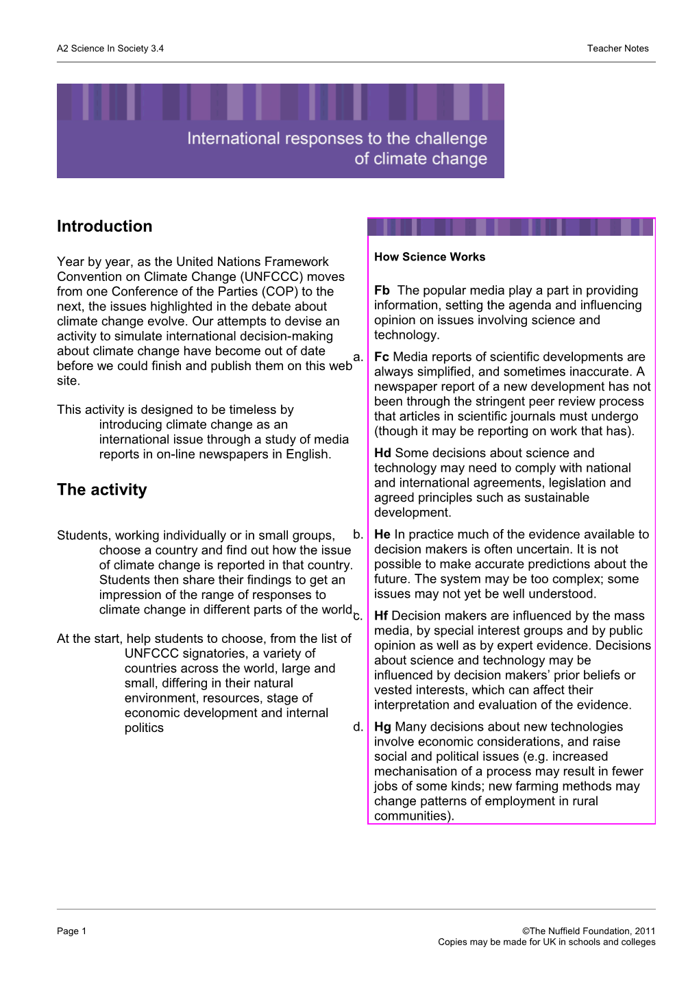 A2 Science in Society 3.4 Teacher Notes