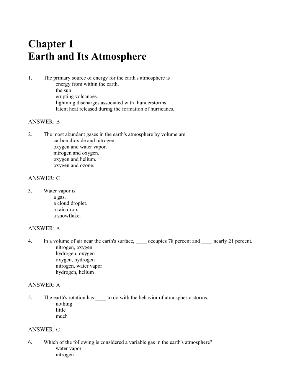 Earth and Its Atmosphere