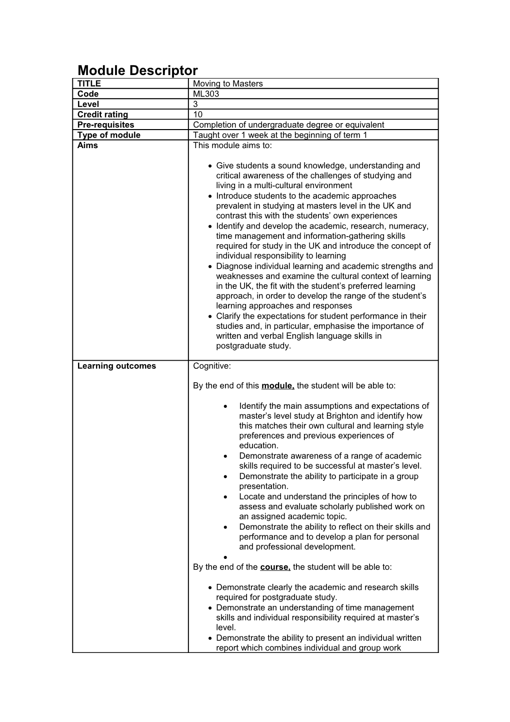 Module Descriptor