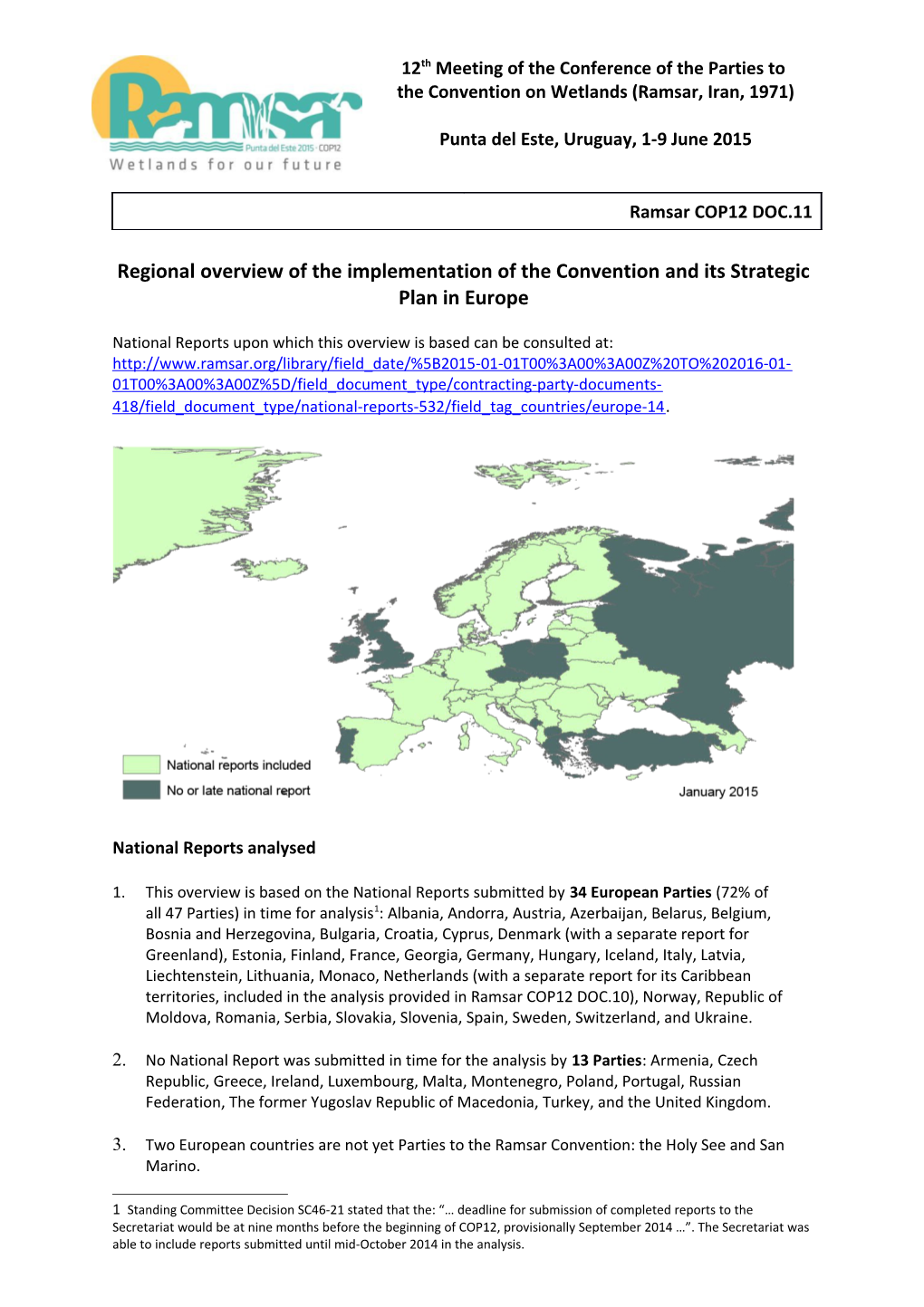 Regional Overview of the Implementation of the Convention and Its Strategic Plan in Europe