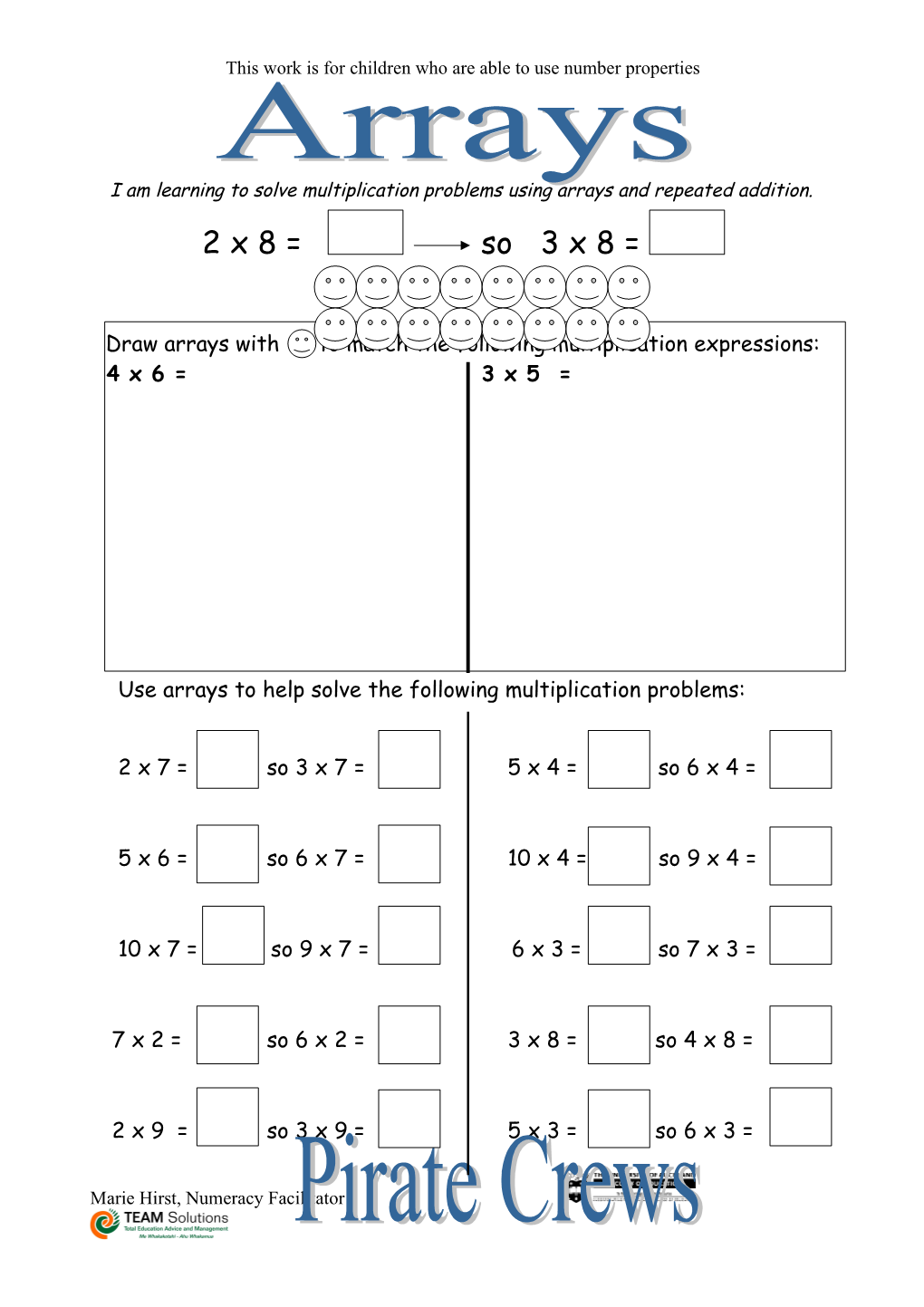 I Am Learning to Solve Multiplication Problems Using Arrays and Repeated Addition