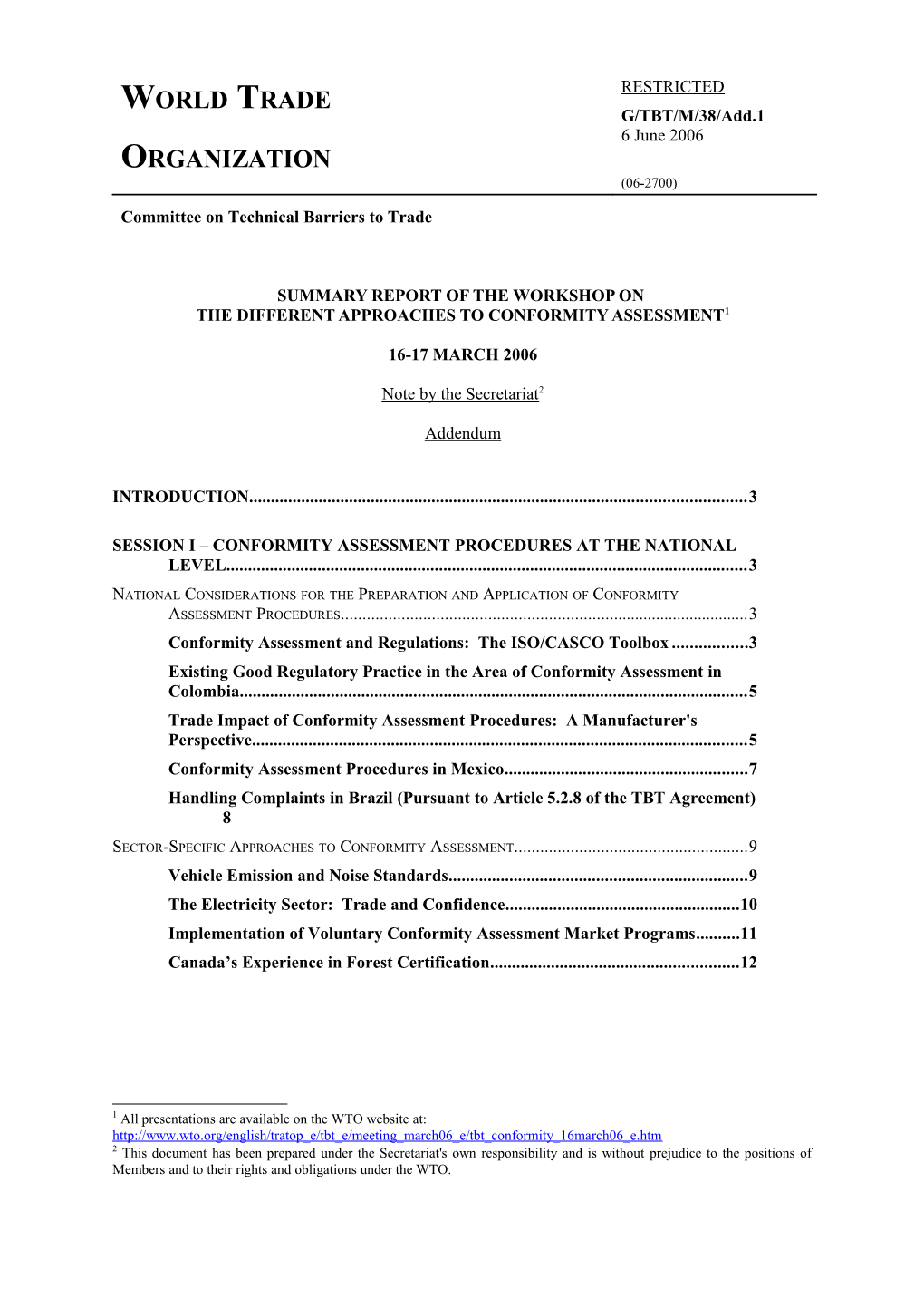 Session I CONFORMITY ASSESSMENT PROCEDURES at the NATIONAL LEVEL 3