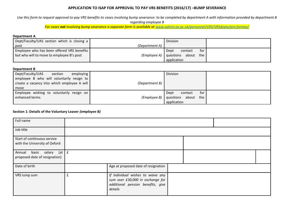 Application to the Omis Central Steering Committee for Approval to Pay Omis/Prs Benefits