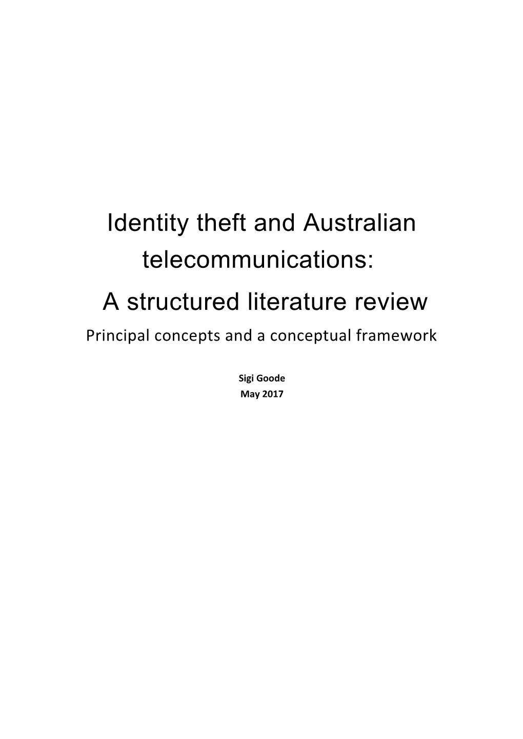 Identity Theft and Australian Telecommunications: a Structured Literature Review