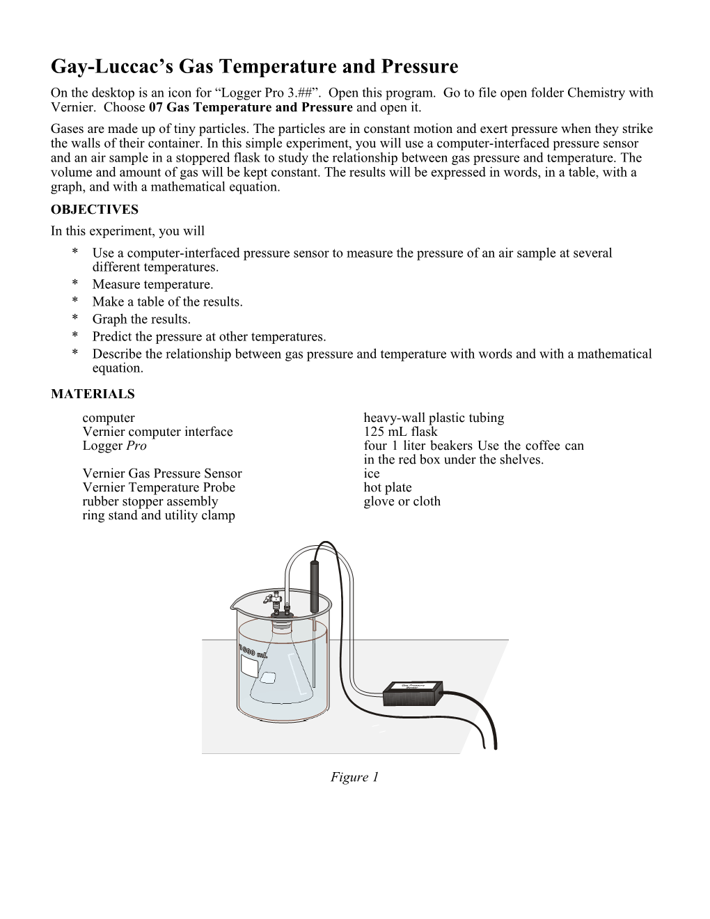 Gay-Luccac S Gas Temperature and Pressure