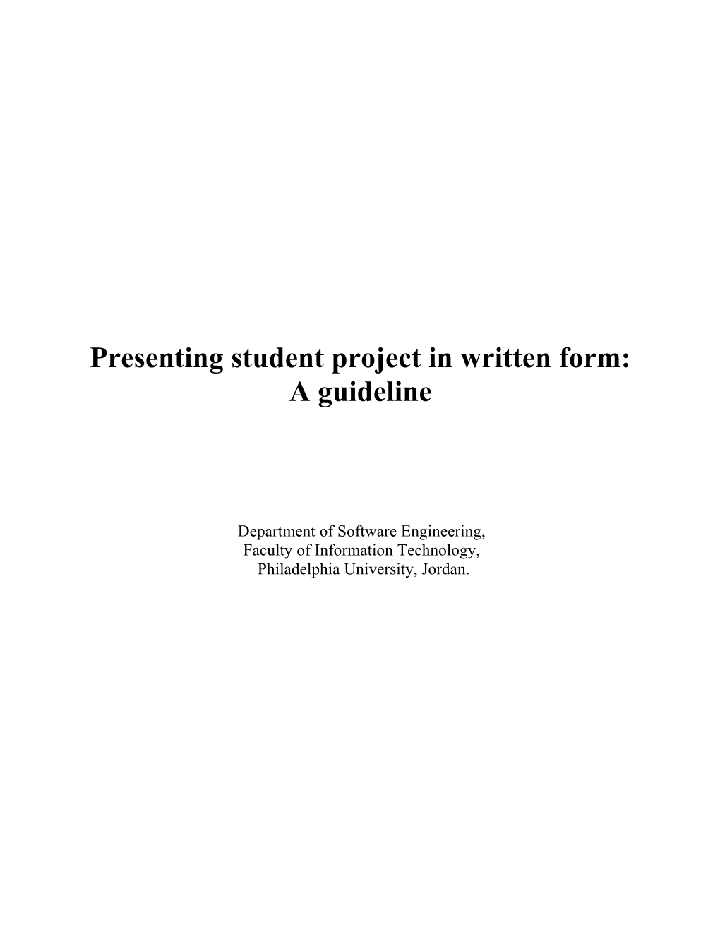 Presenting Student Project in Written Form