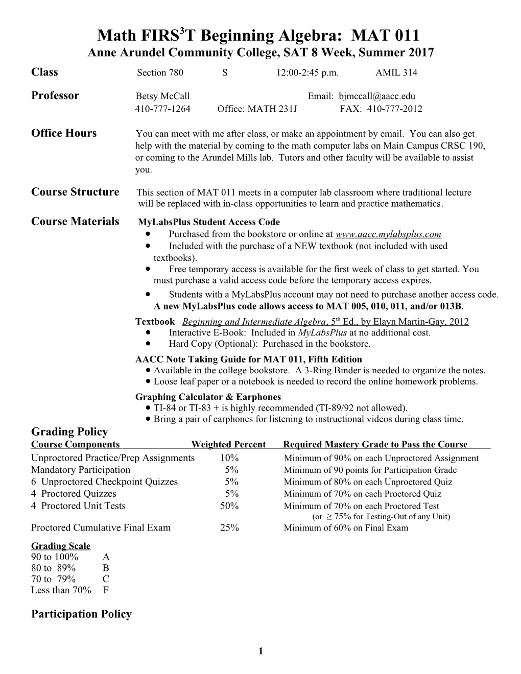 Math 011: Beginning Algebra