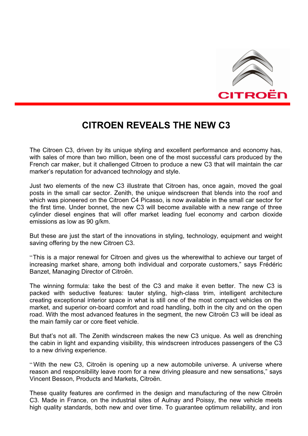 Citroen Reveals the New C3