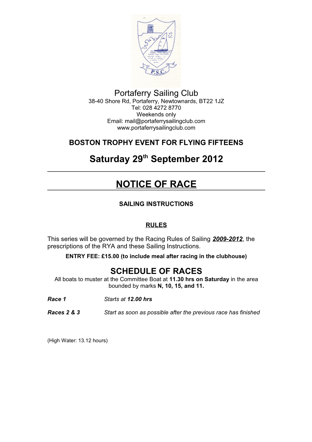 Boston Trophy Event for Flying Fifteens