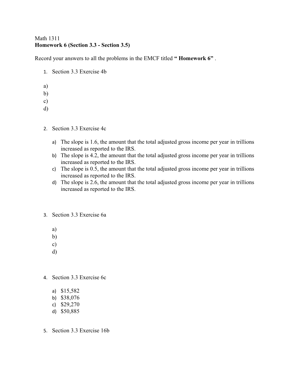 Homework 6 (Section 3.3 - Section 3.5)