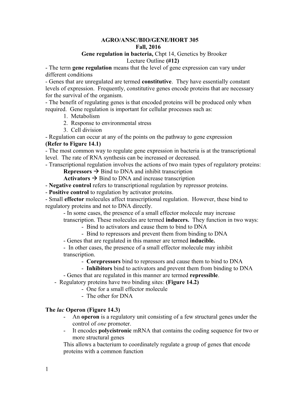 Gene Regulation in Bacteria