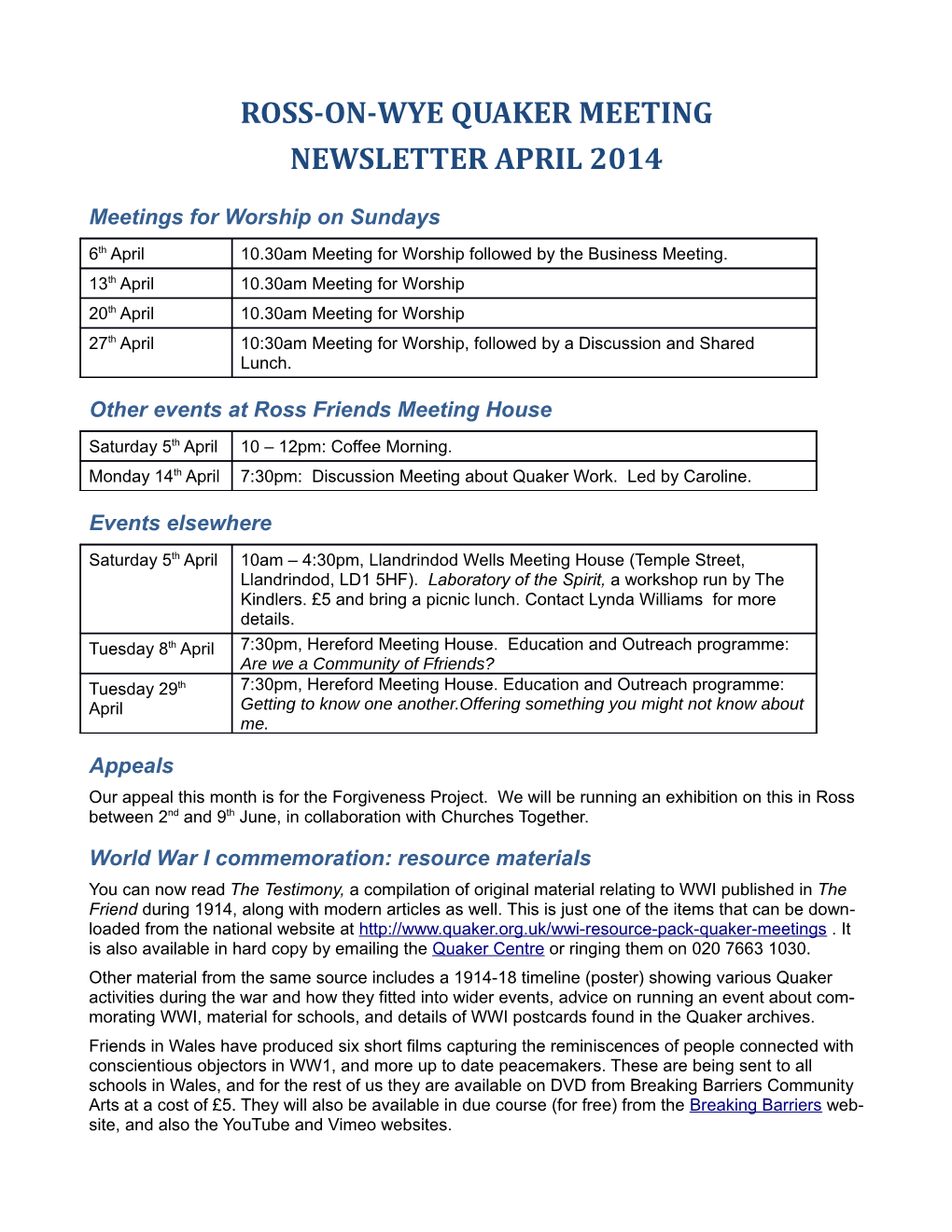 Ross-On-Wye Quaker Meeting