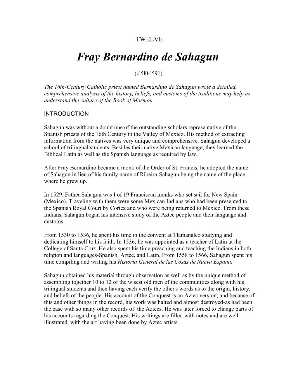 Fray Bernardino De Sahagun