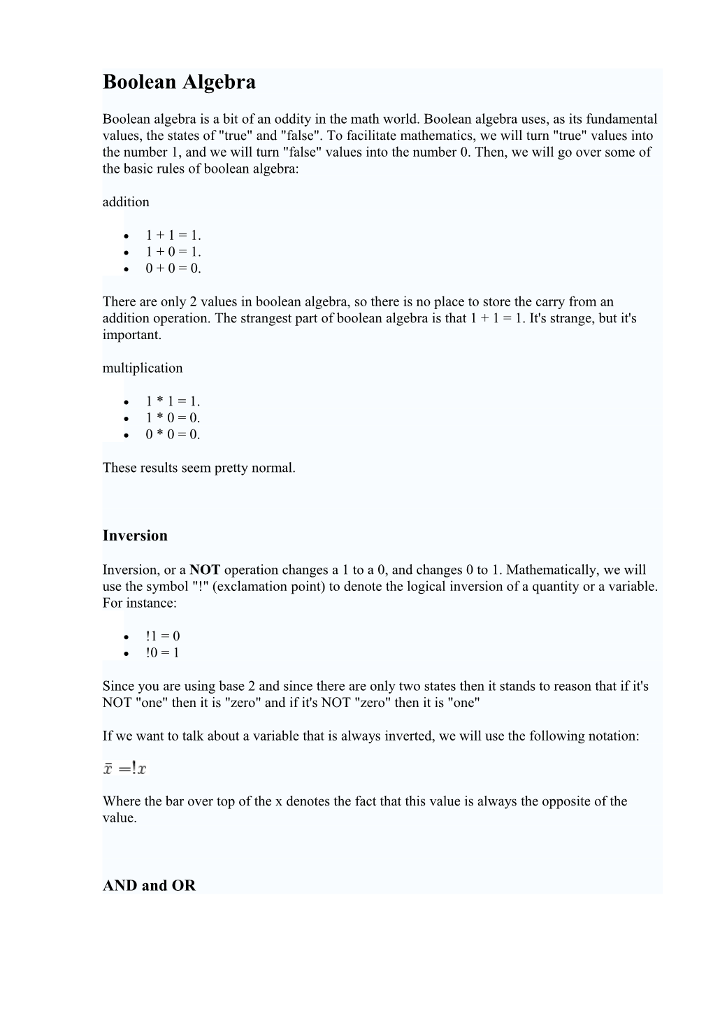 Boolean Algebra