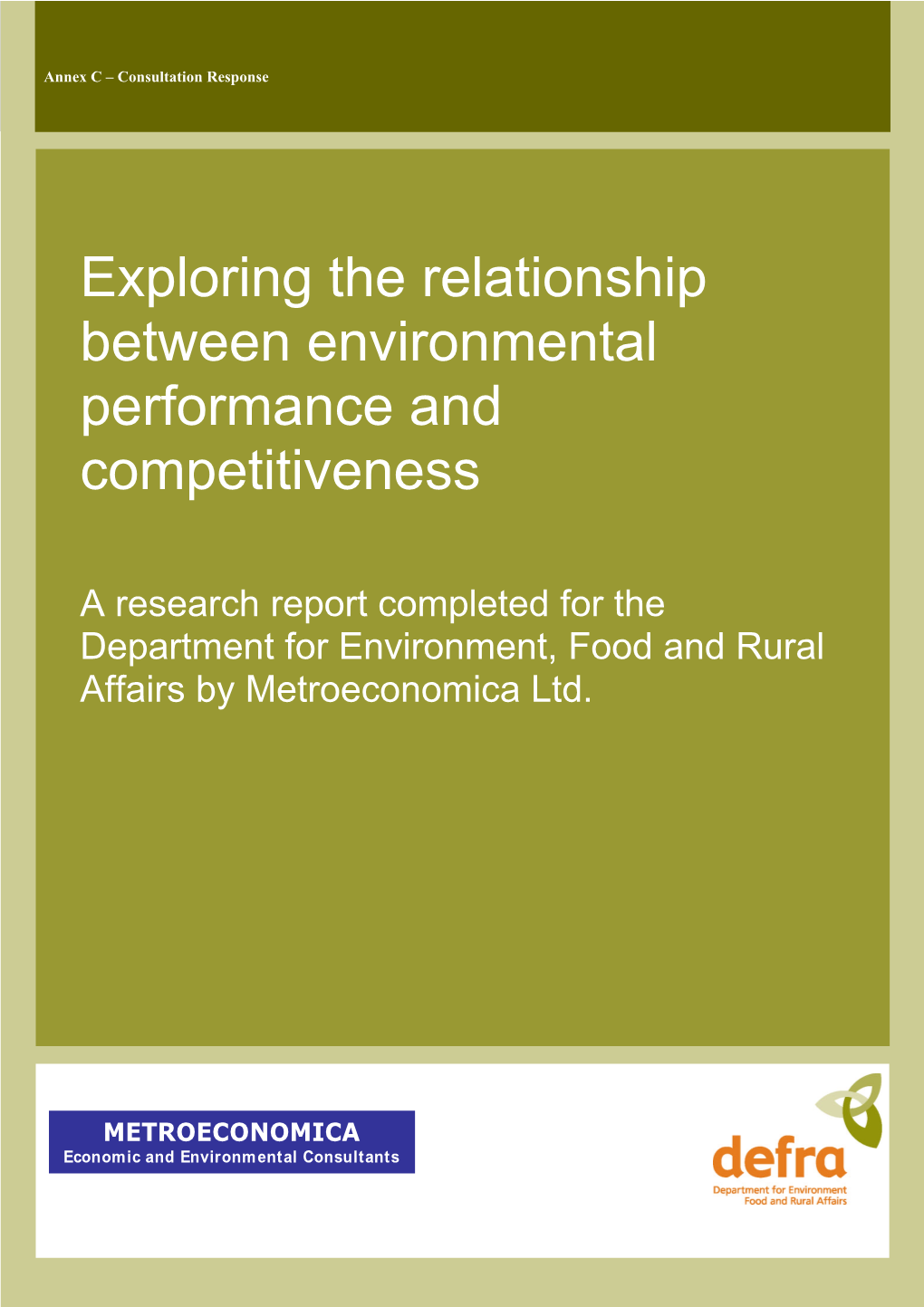 Exploring the Relationship Between Environment and Competitiven