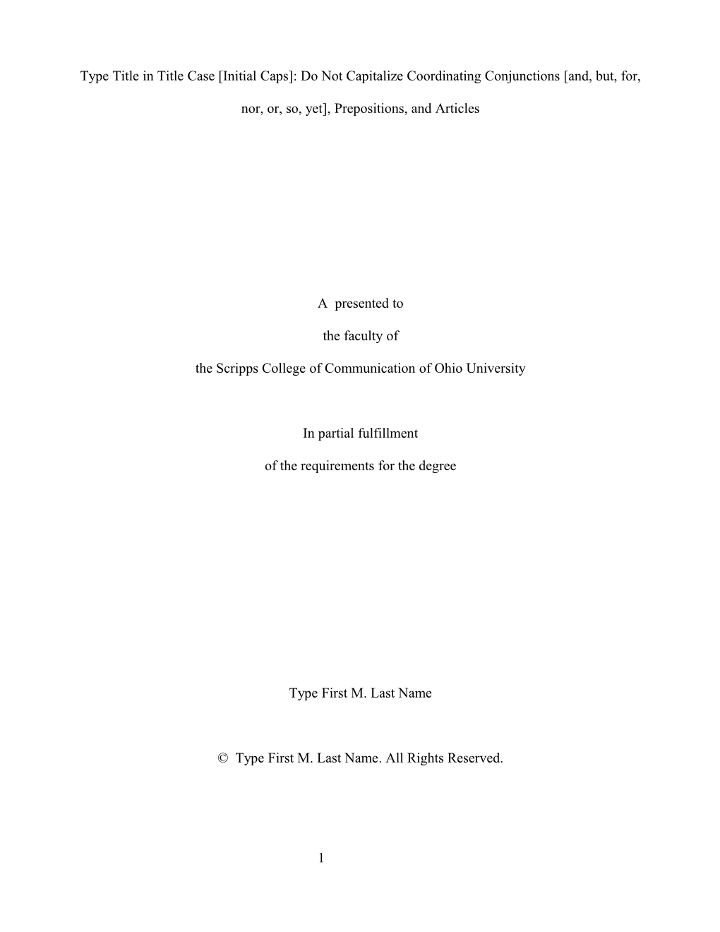 A (Select Thesis Or Dissertation from List:) Thesis Dissertation Presented To