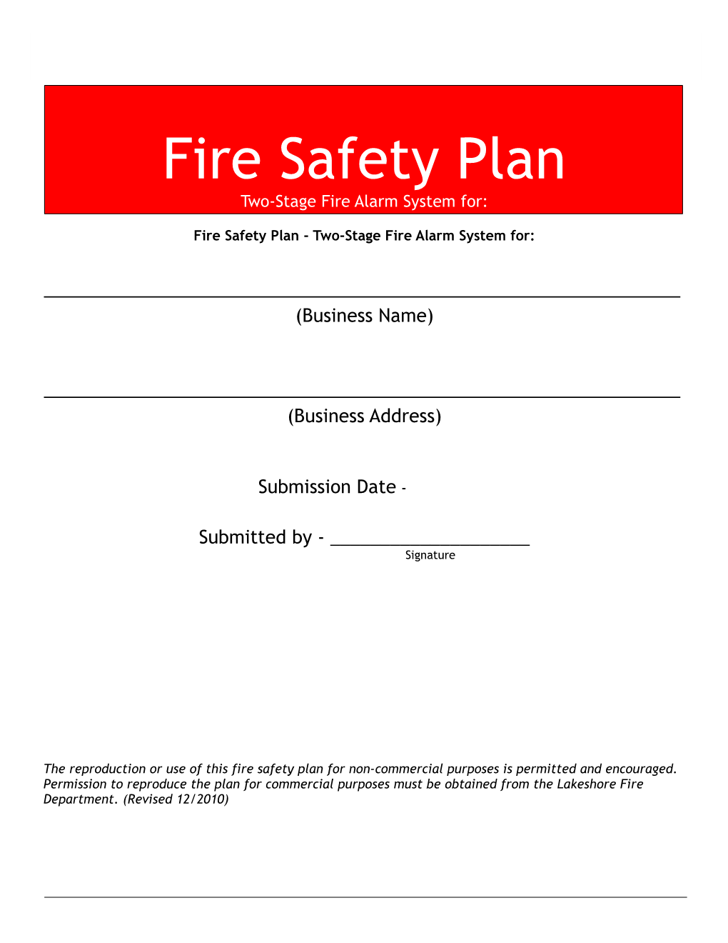 Fire Safety Plan - Two-Stage Fire Alarm System For