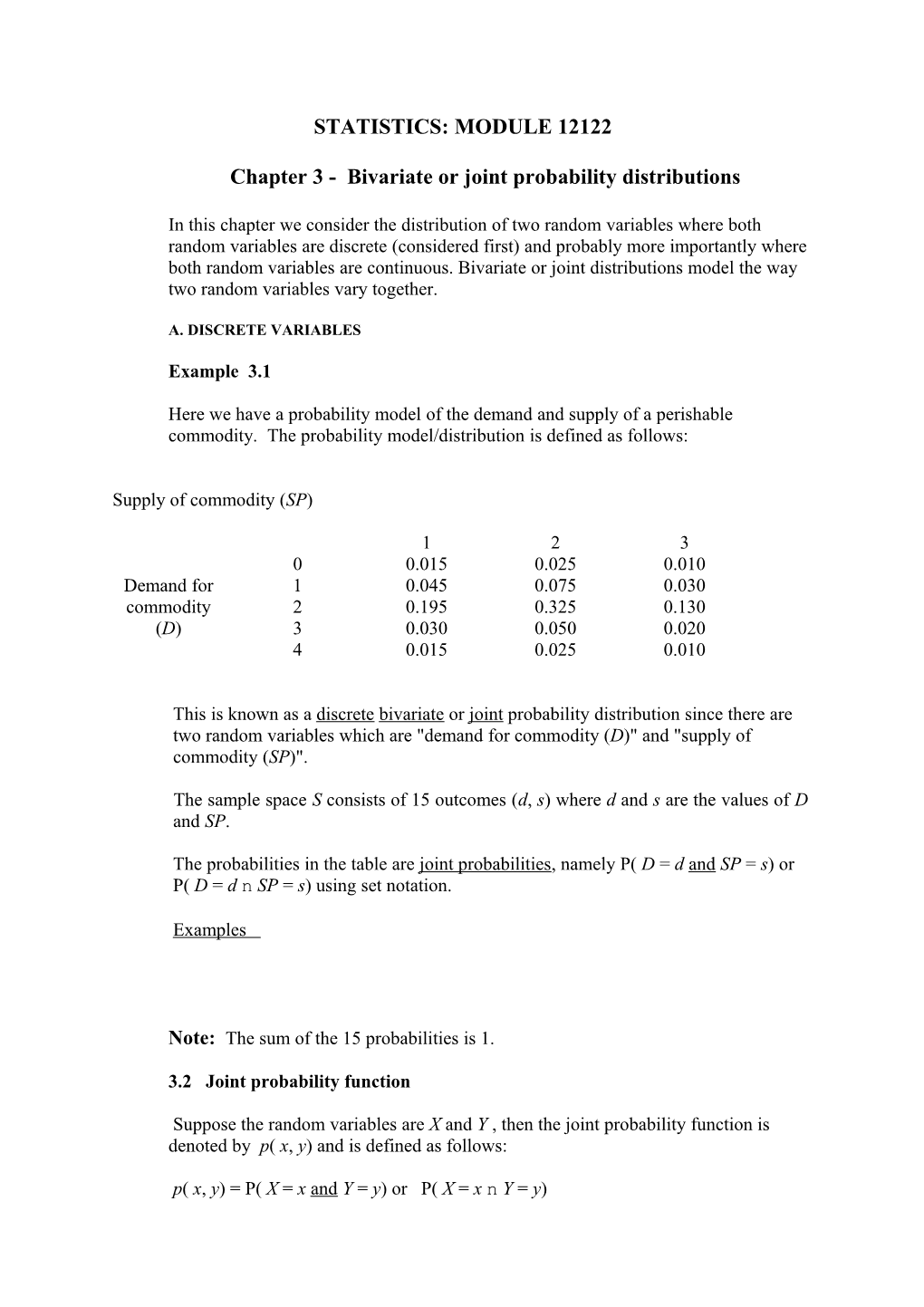 Joint Distributions Summary