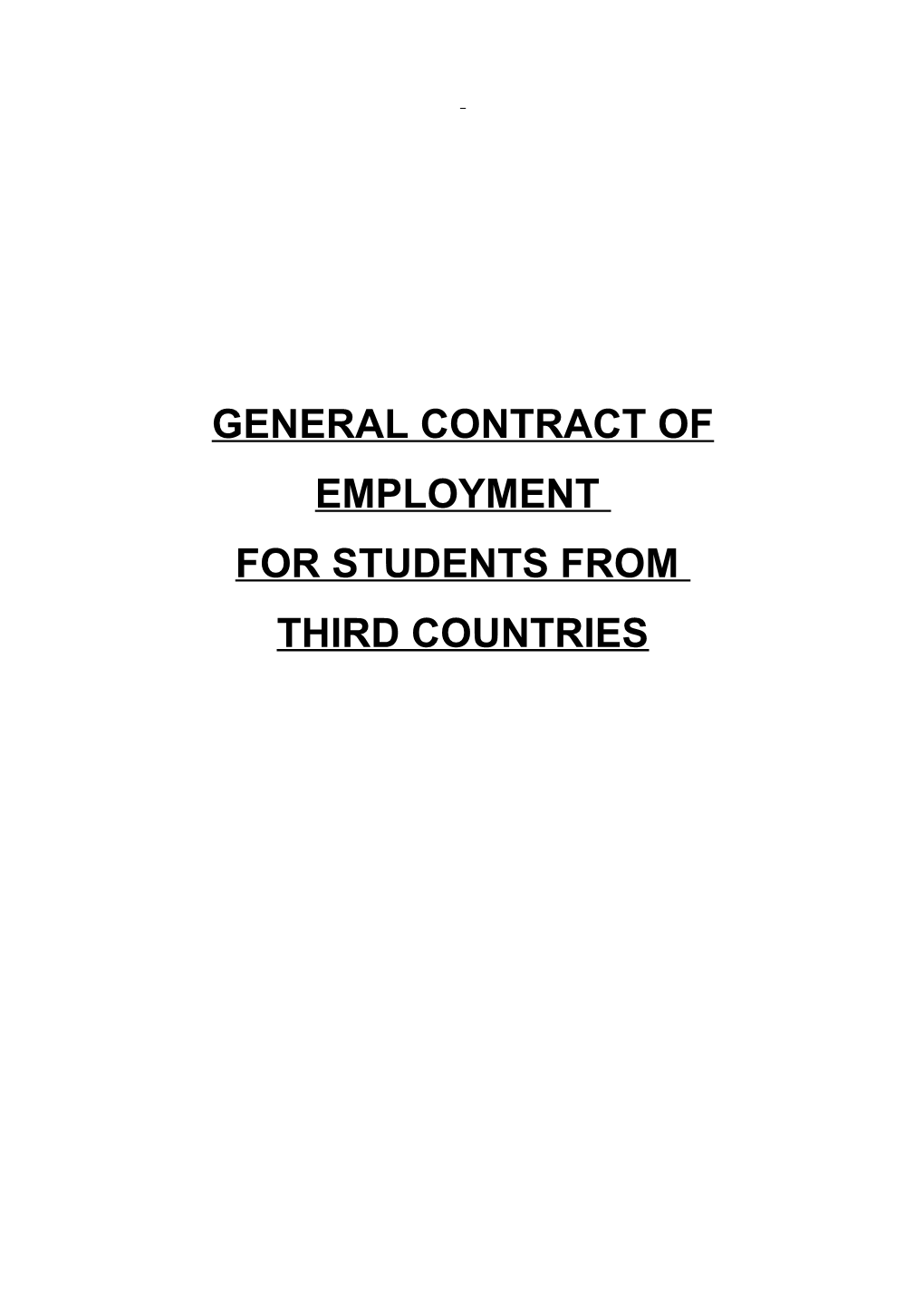 General Contract of Employment