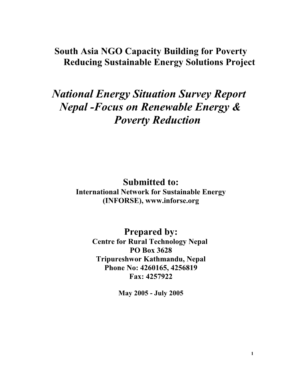 Present Energy Scenario in Nepal