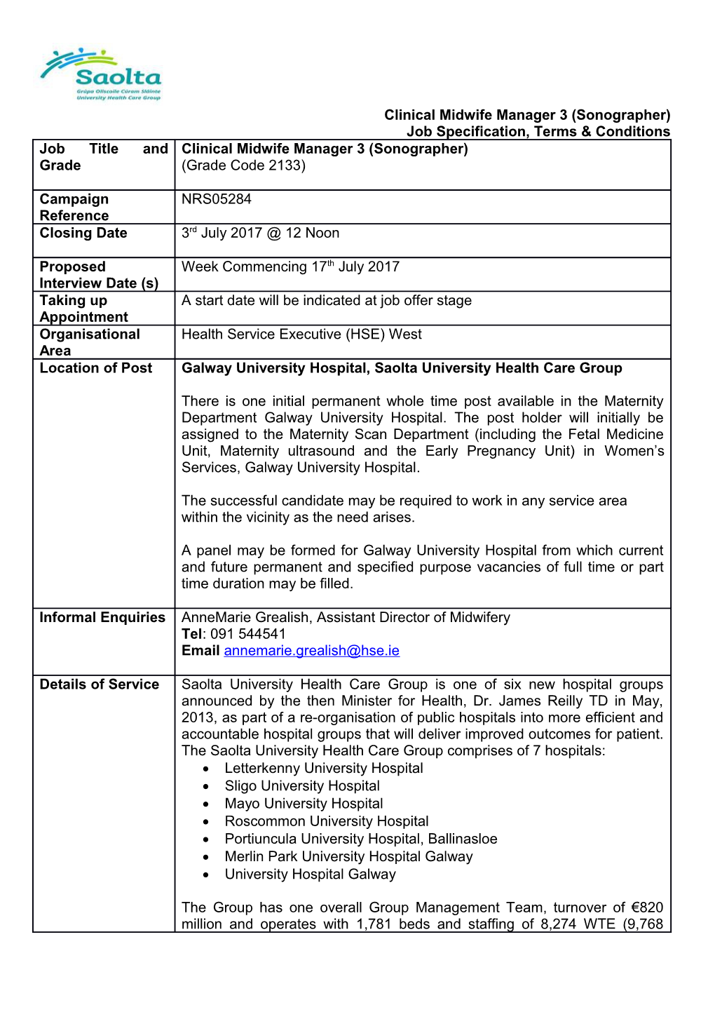 Clinical Midwife Manager 3 (Sonographer)