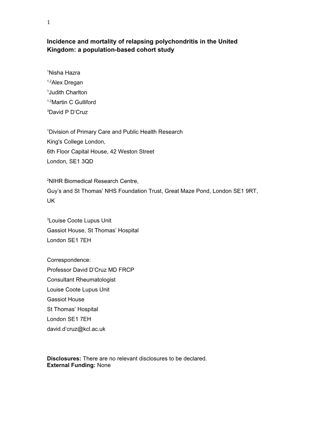 Incidence and Mortality of Relapsing Polychondritis in the United Kingdom: a Population-Based