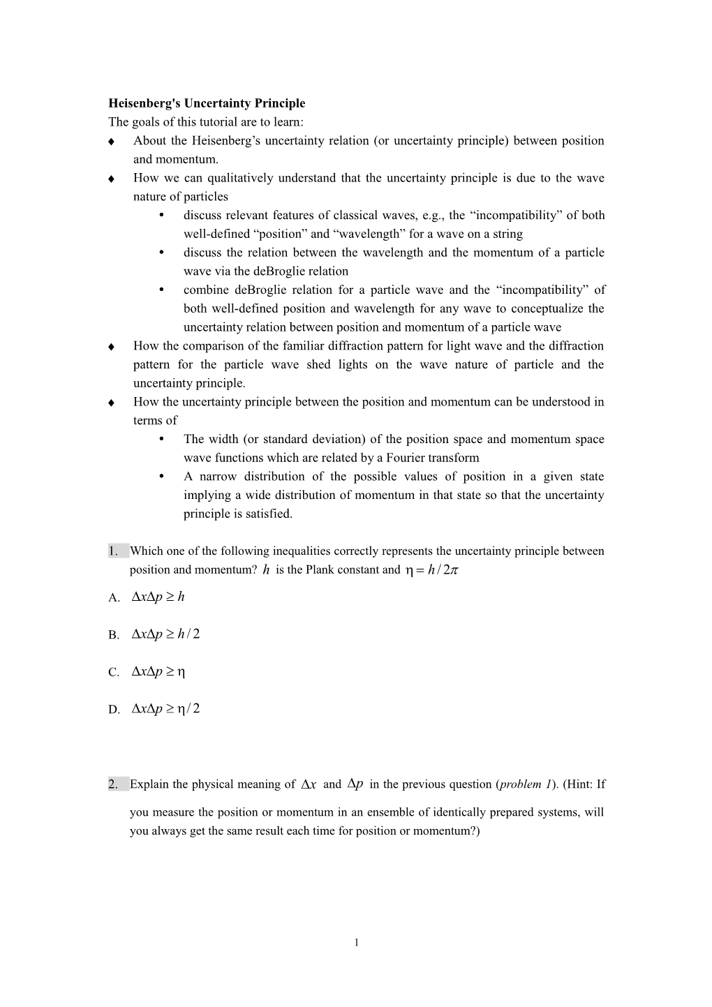 Heisenberg's Uncertainty Principle