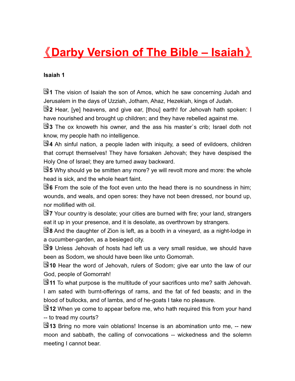 Darby Version of the Bible Isaiah