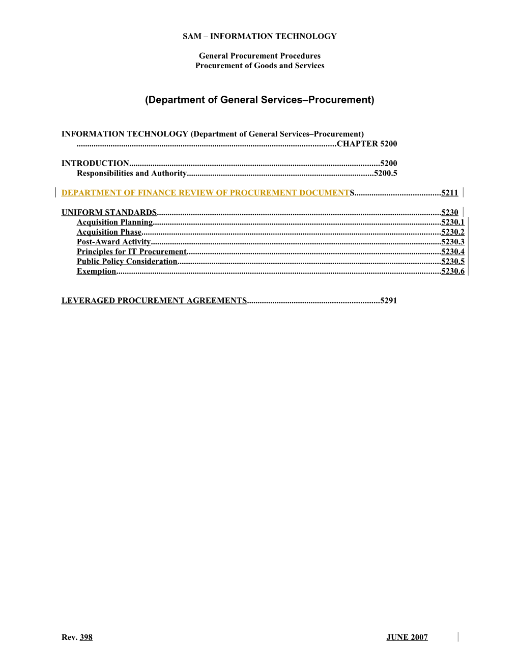 5211 Department of Finance Review of Procurement Documents