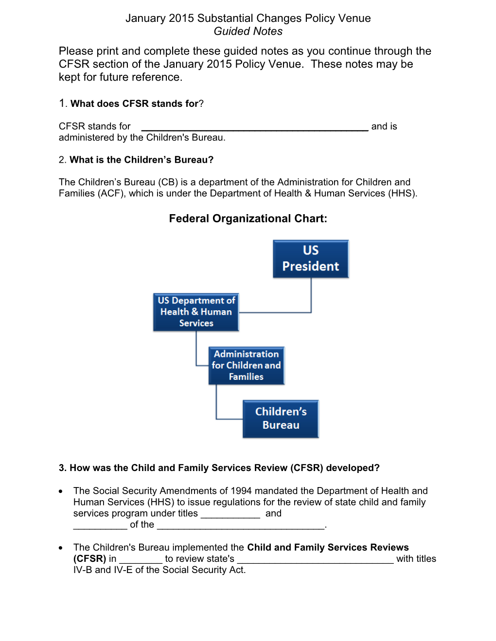 January 2015 Substantial Changes Policy Venue