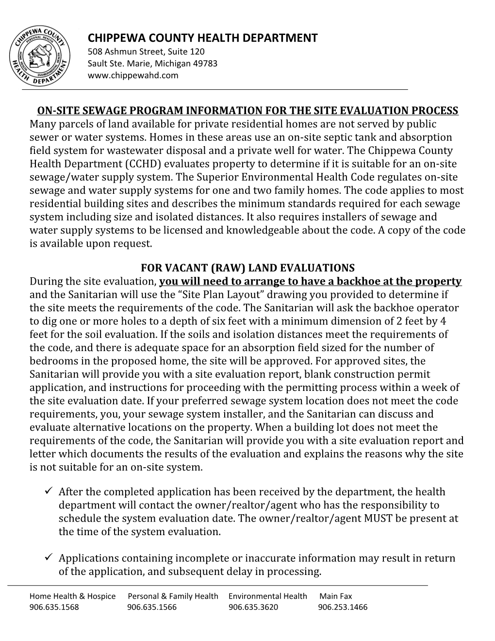 On-Site Sewage Program Information for the Site Evaluation Process