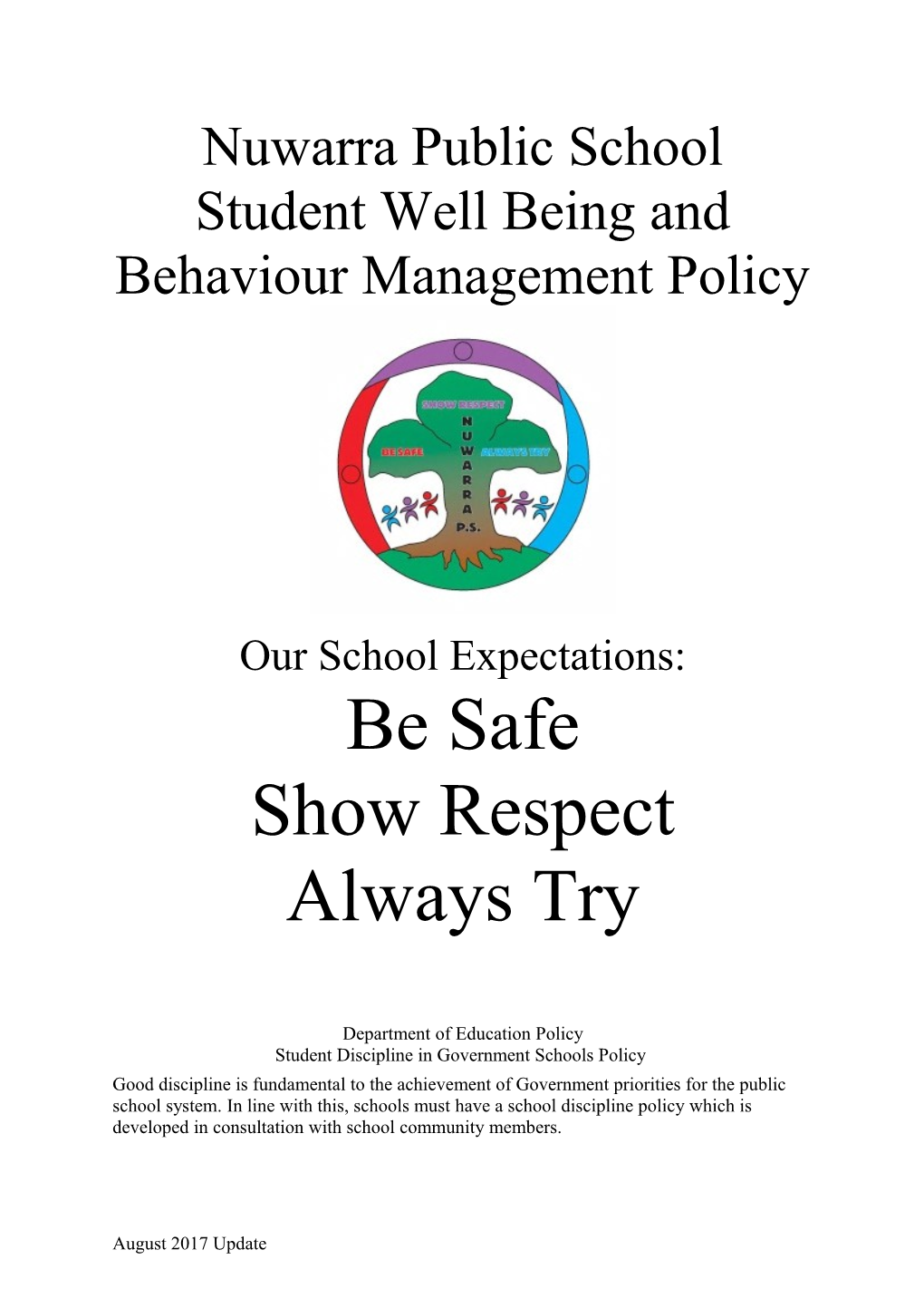 Student Well Being and Behaviour Management Policy