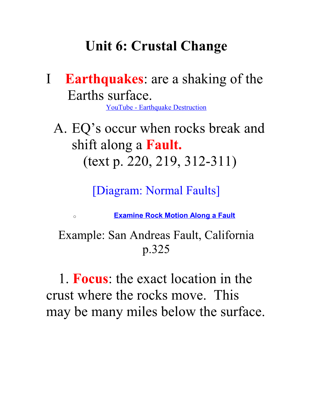 Unit 4: Crustal Change