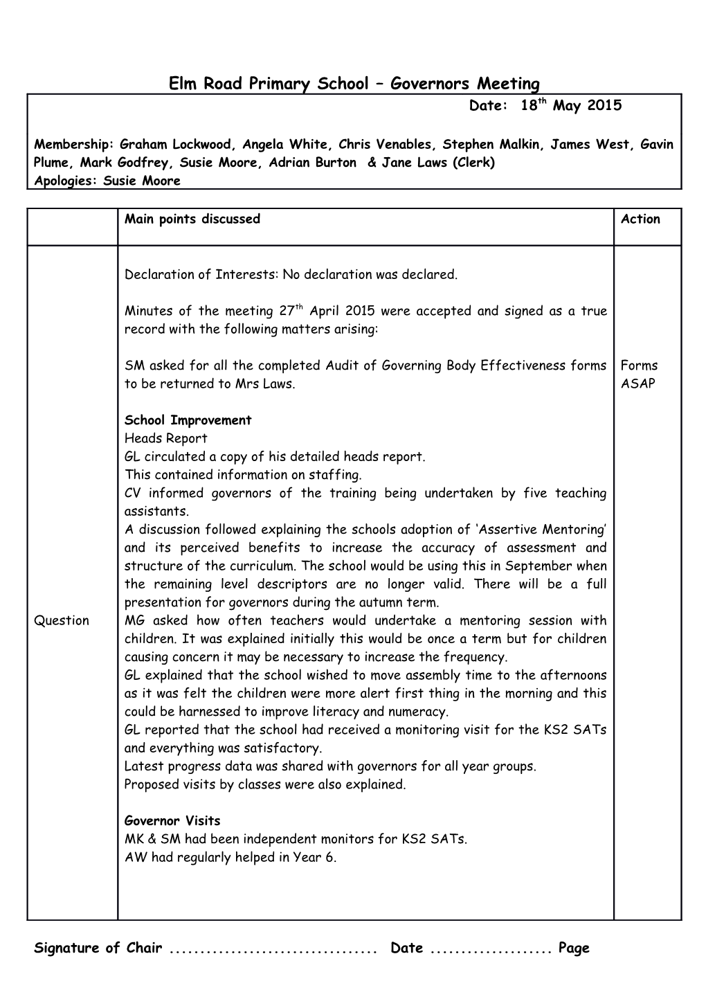 Elm Road Primary School - Resource Committee Report s1