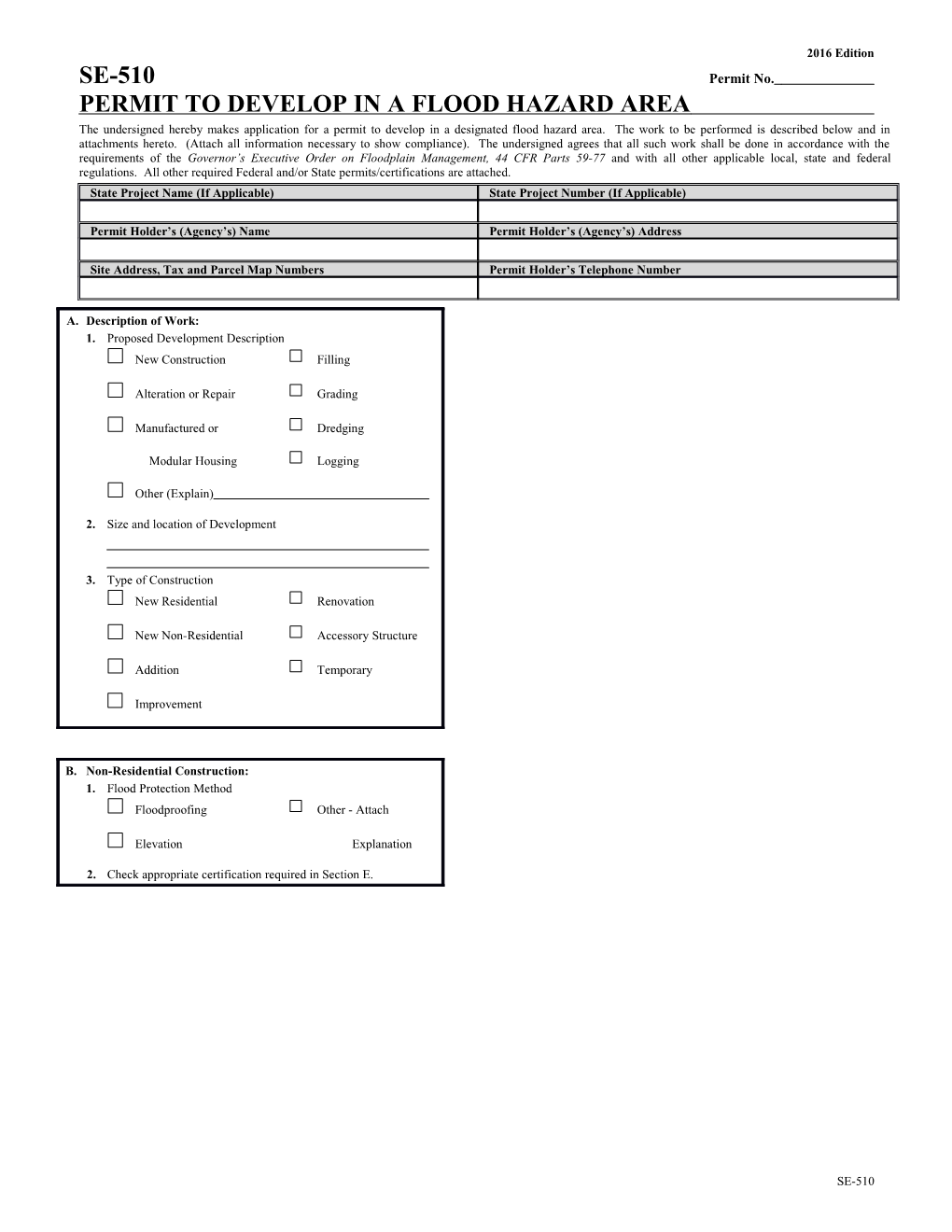 Permit to Develop in a Flood Hazard Area