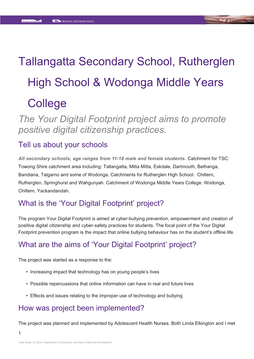 Bully Stoppers Case Study Tallangatta Secondary College