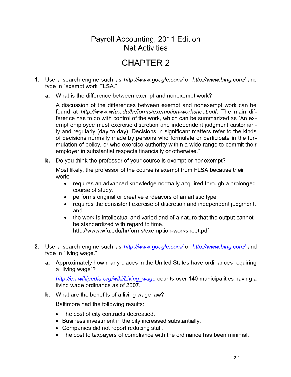 Payroll Accounting 2011, Chapter 2 Net Activities 2-3