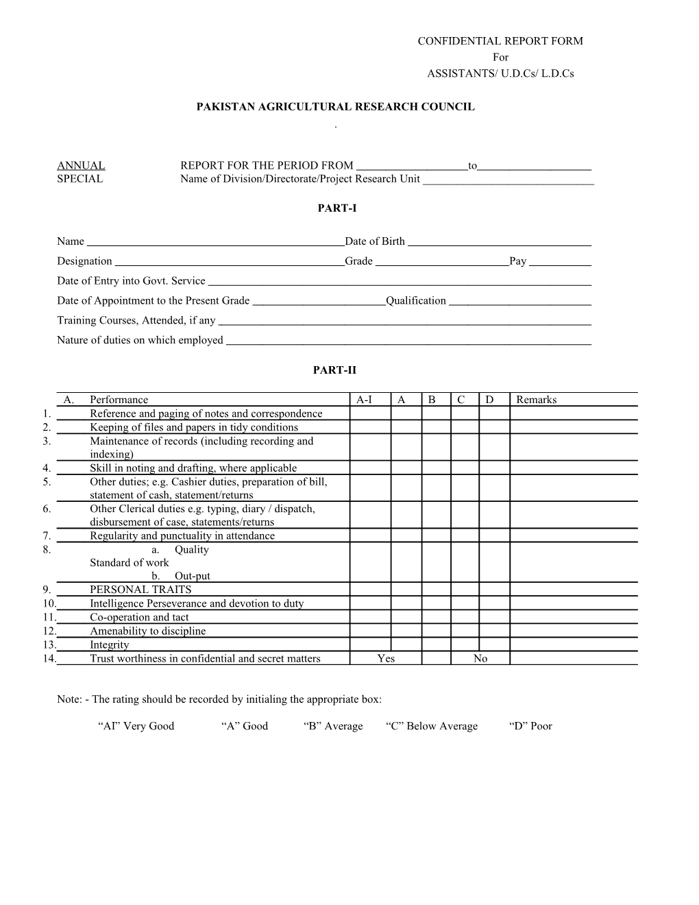 Confidential Report Form