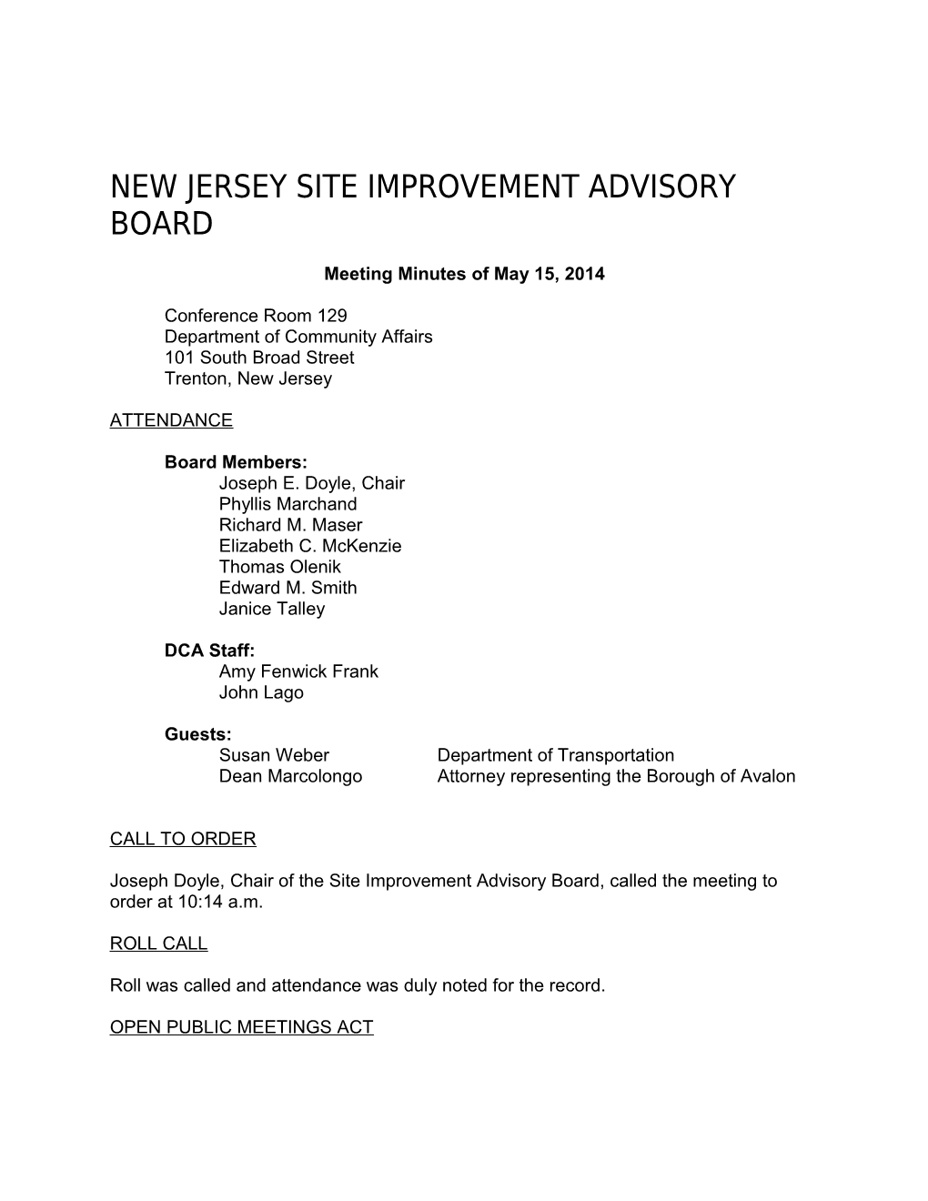 New Jersey Site Improvement Advisory Board
