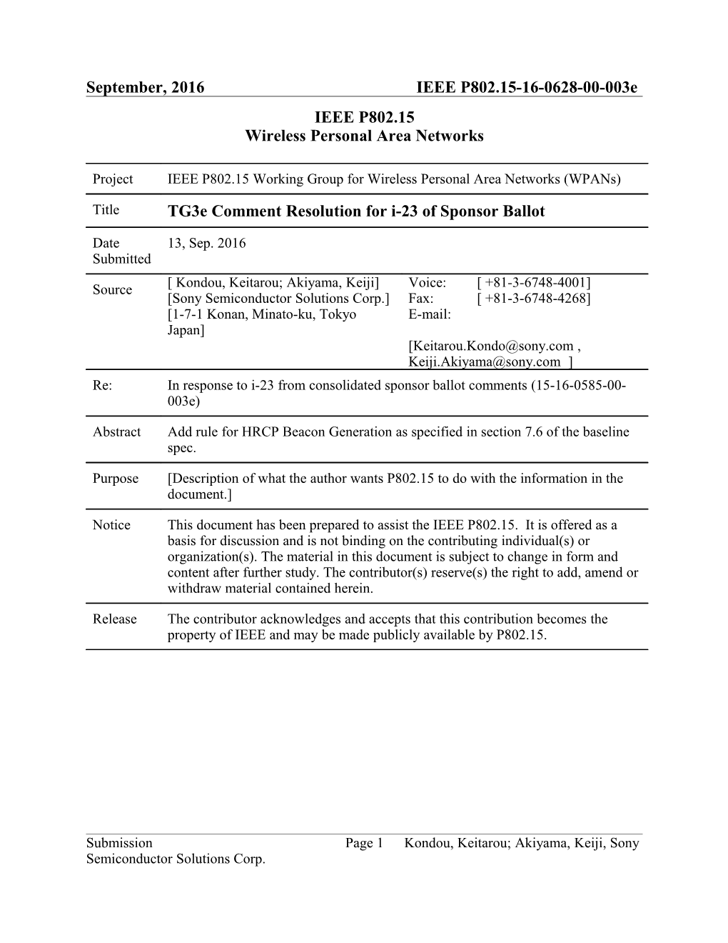 Tg3e Comment Resolution for I-23 of Sponsor Ballot