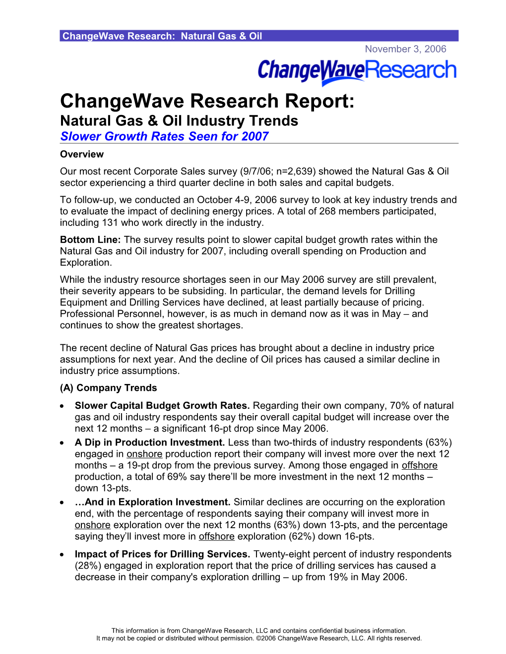 Changewave Research: Natural Gas & Oil