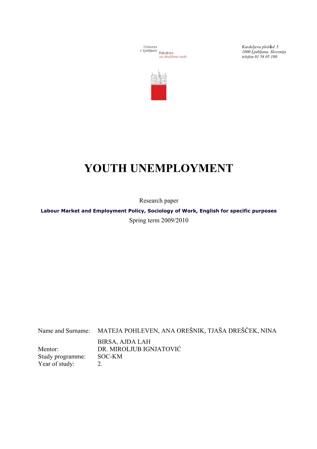 Youth Unemployment