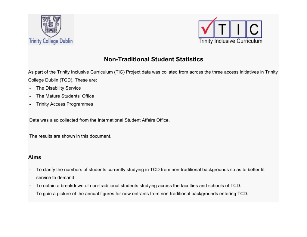 Non-Traditional Student Statistics