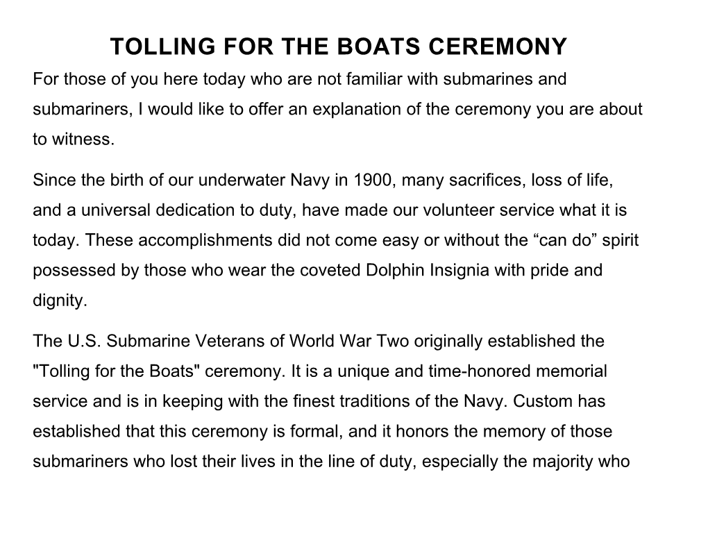 Tolling for the Boats Ceremony