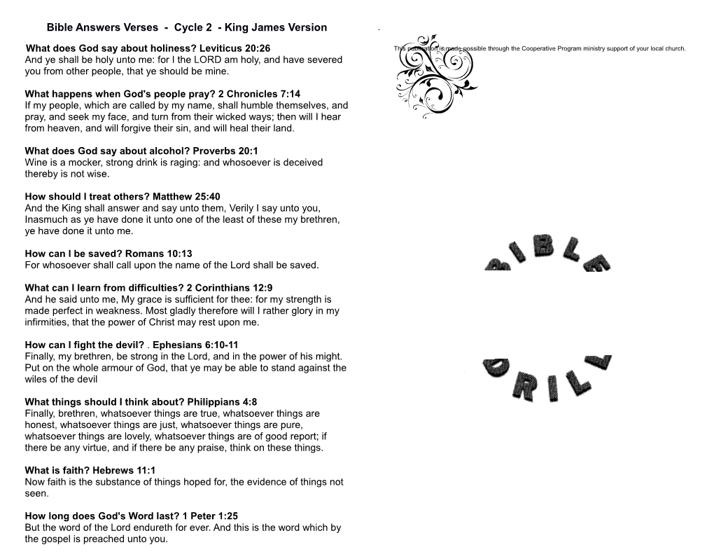 Bible Answers Verses - Cycle 2 - King James Version