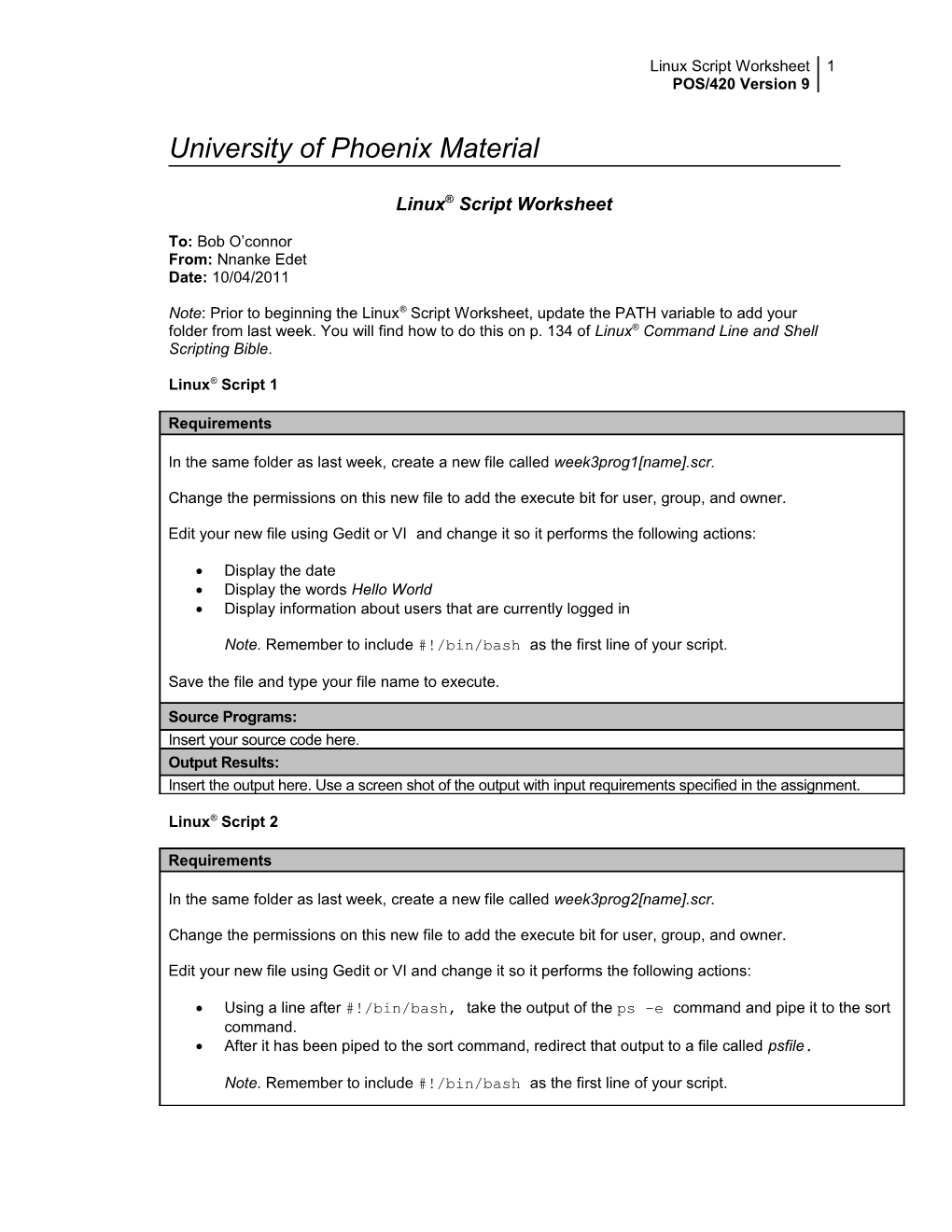 Linux Scriptworksheet