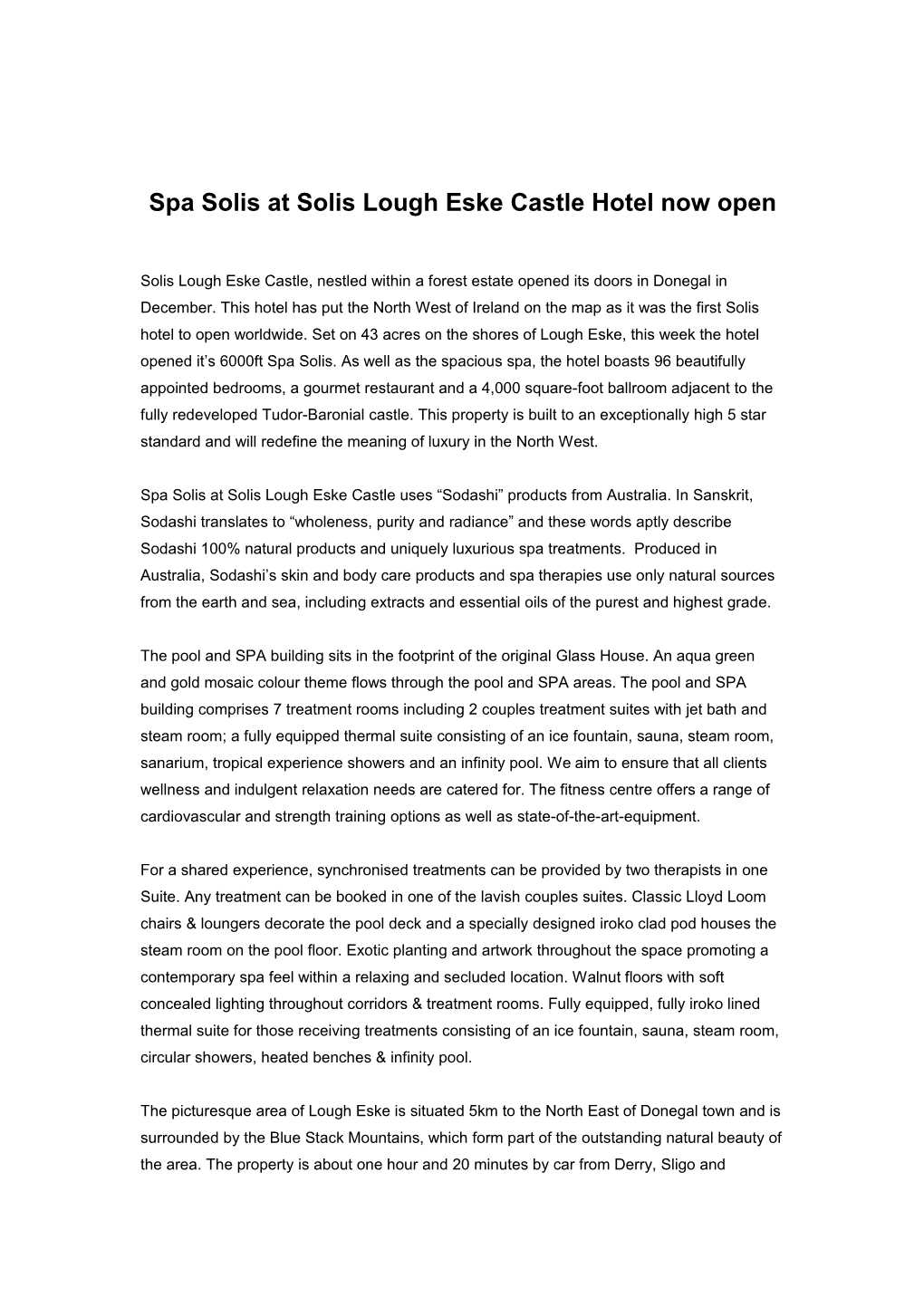 Draft Commercial Property Press Release