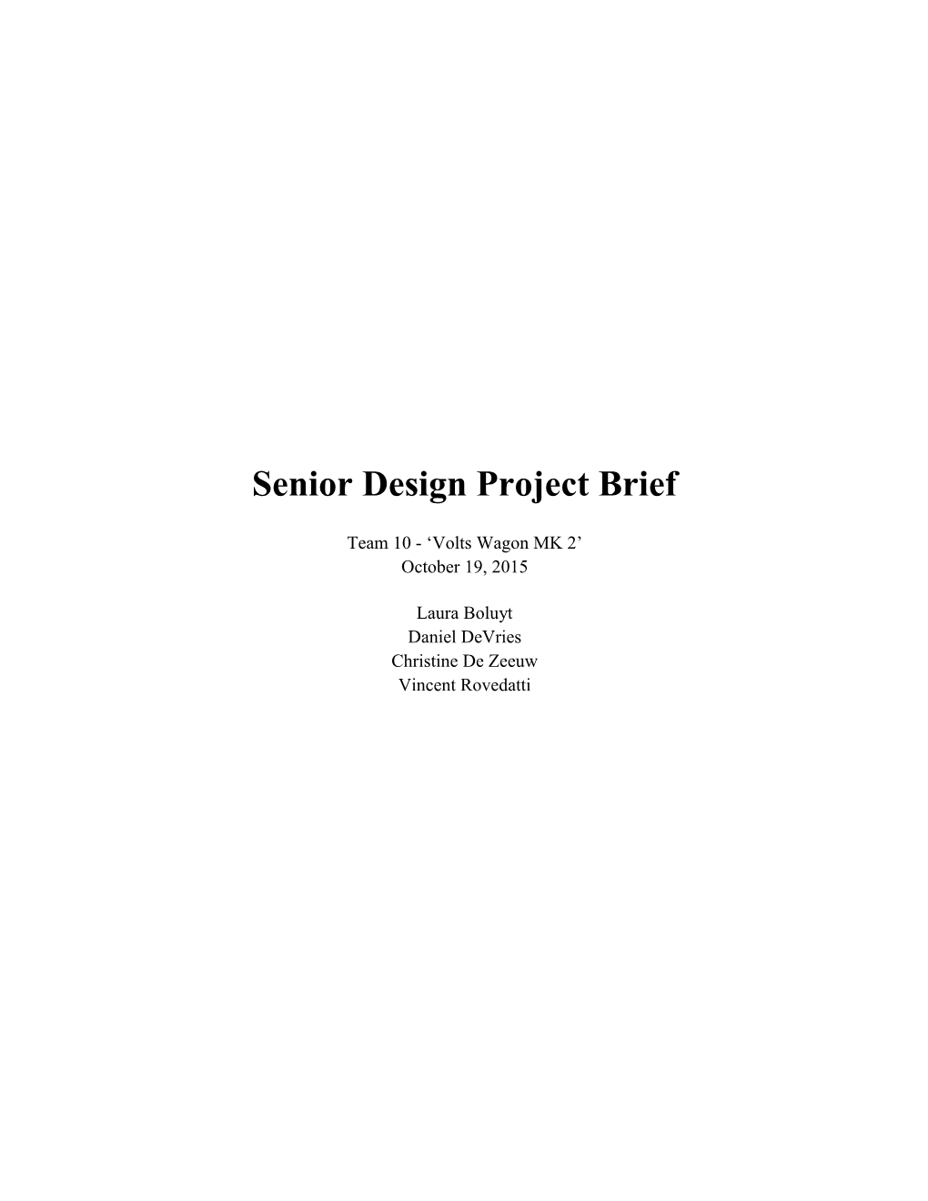 Senior Design Project Brief