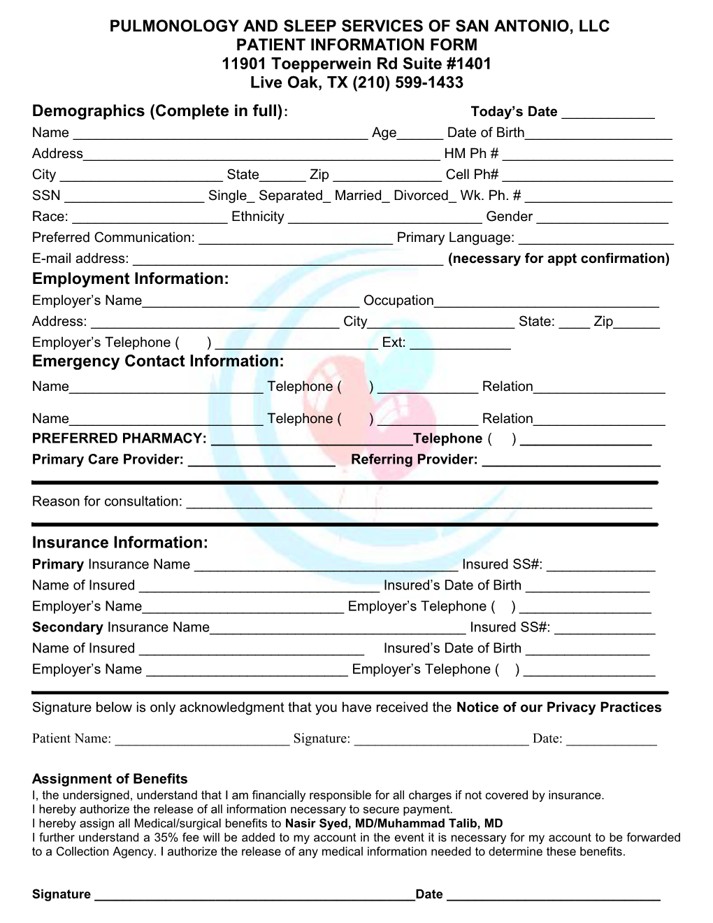 Patient Information Form